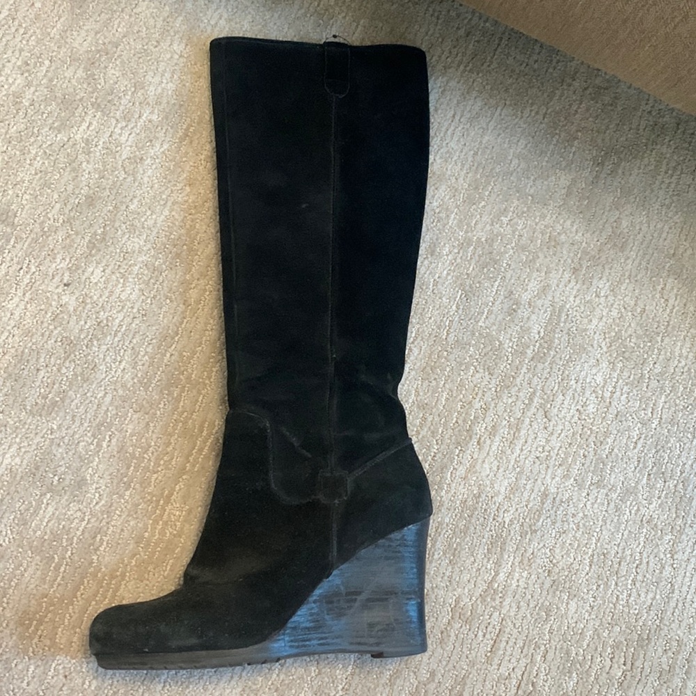 Black suede tall boots